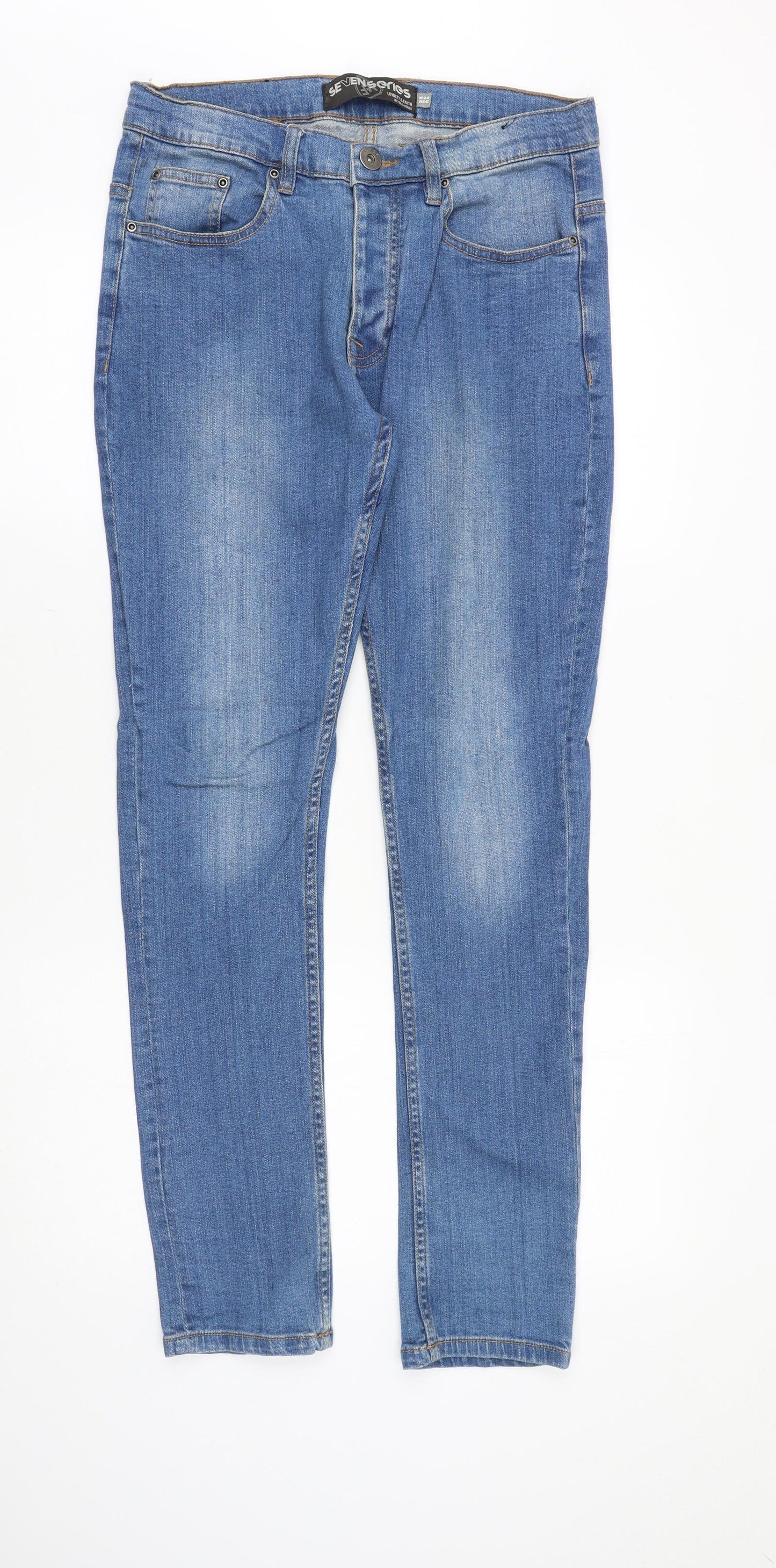 Mens UK Size 34 in Seven Series Slim Fit Skinny Blue Jeans
