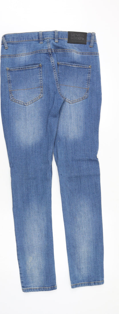 Mens UK Size 34 in Seven Series Slim Fit Skinny Blue Jeans