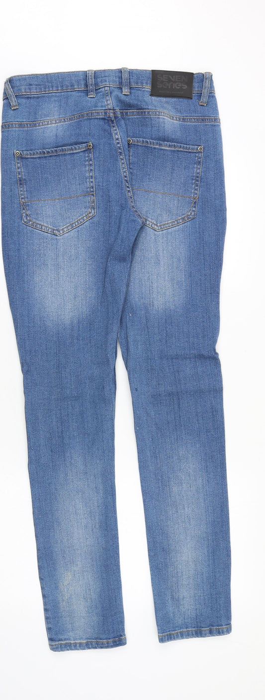 Mens UK Size 34 in Seven Series Slim Fit Skinny Blue Jeans