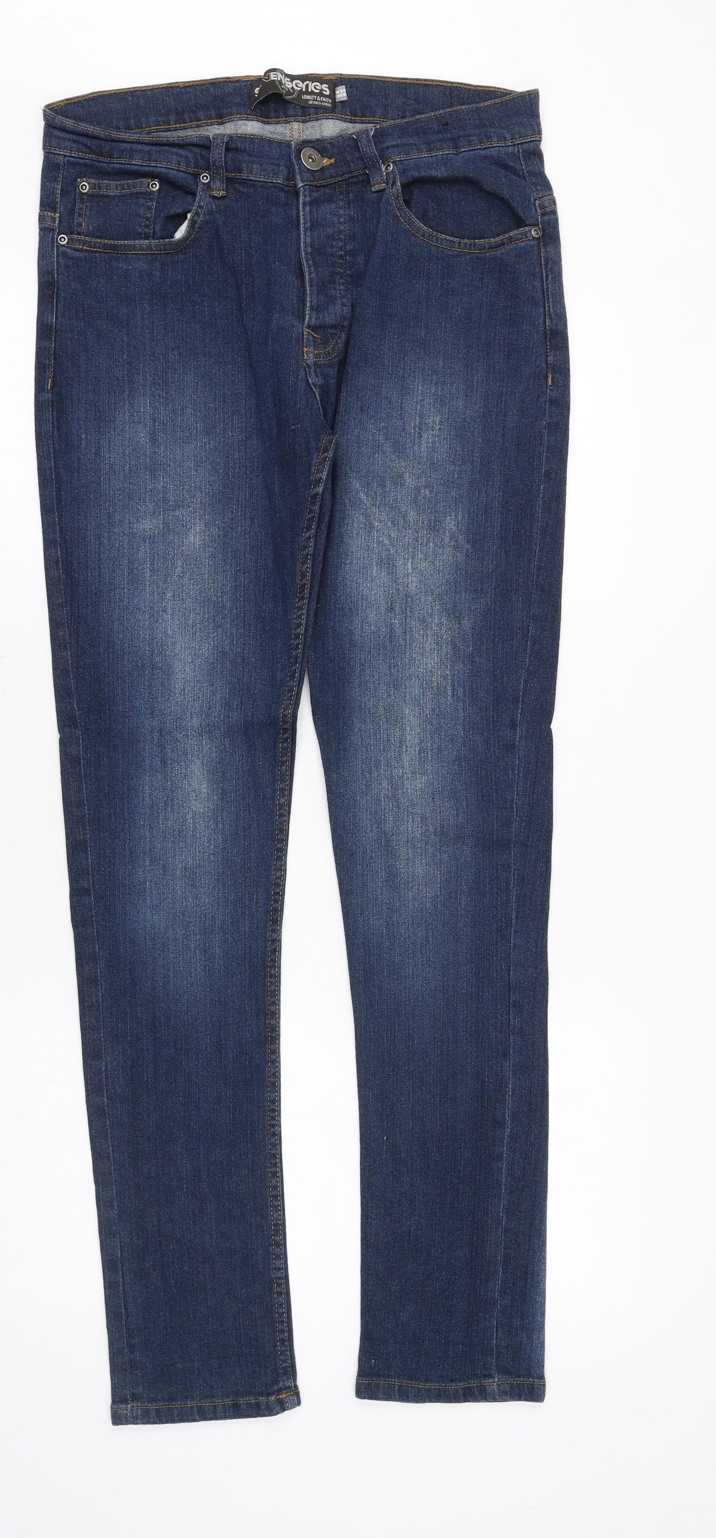 Mens UK Size 30 in Seven Series Slim Fit Skinny Blue Jeans