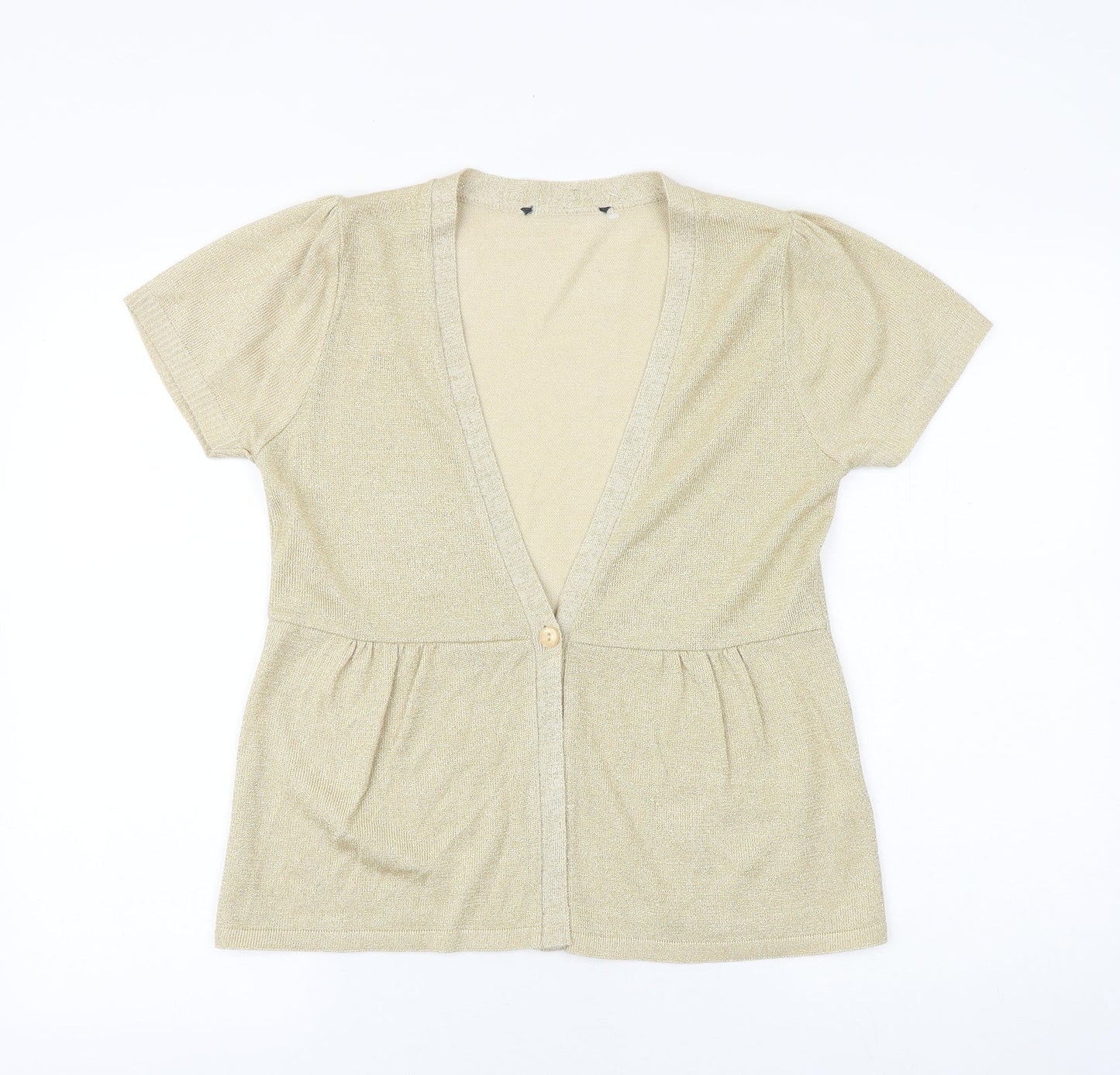 Womens UK Size 12 Preworn Gold Cardigan Jumper