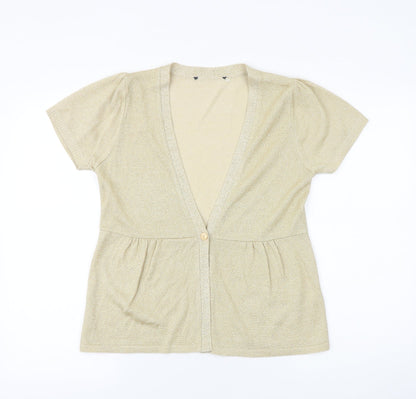 Womens UK Size 12 Preworn Gold Cardigan Jumper