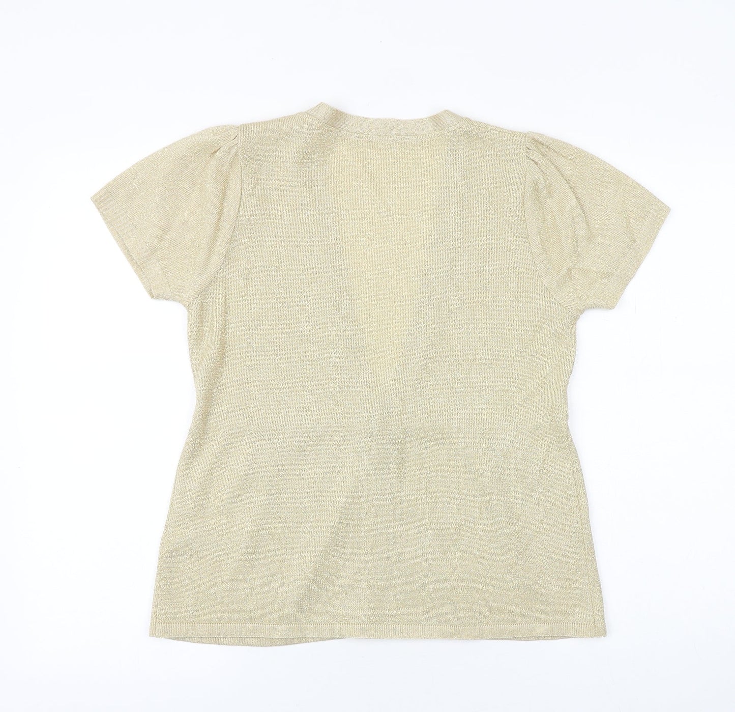 Womens UK Size 12 Preworn Gold Cardigan Jumper
