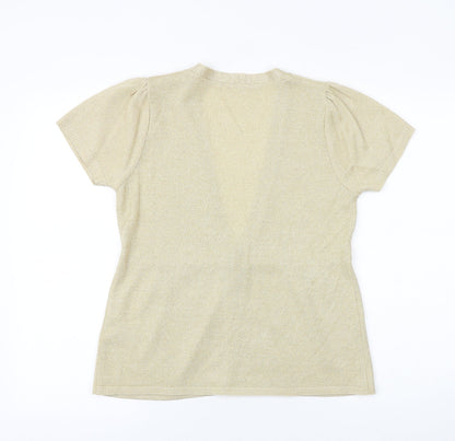 Womens UK Size 12 Preworn Gold Cardigan Jumper