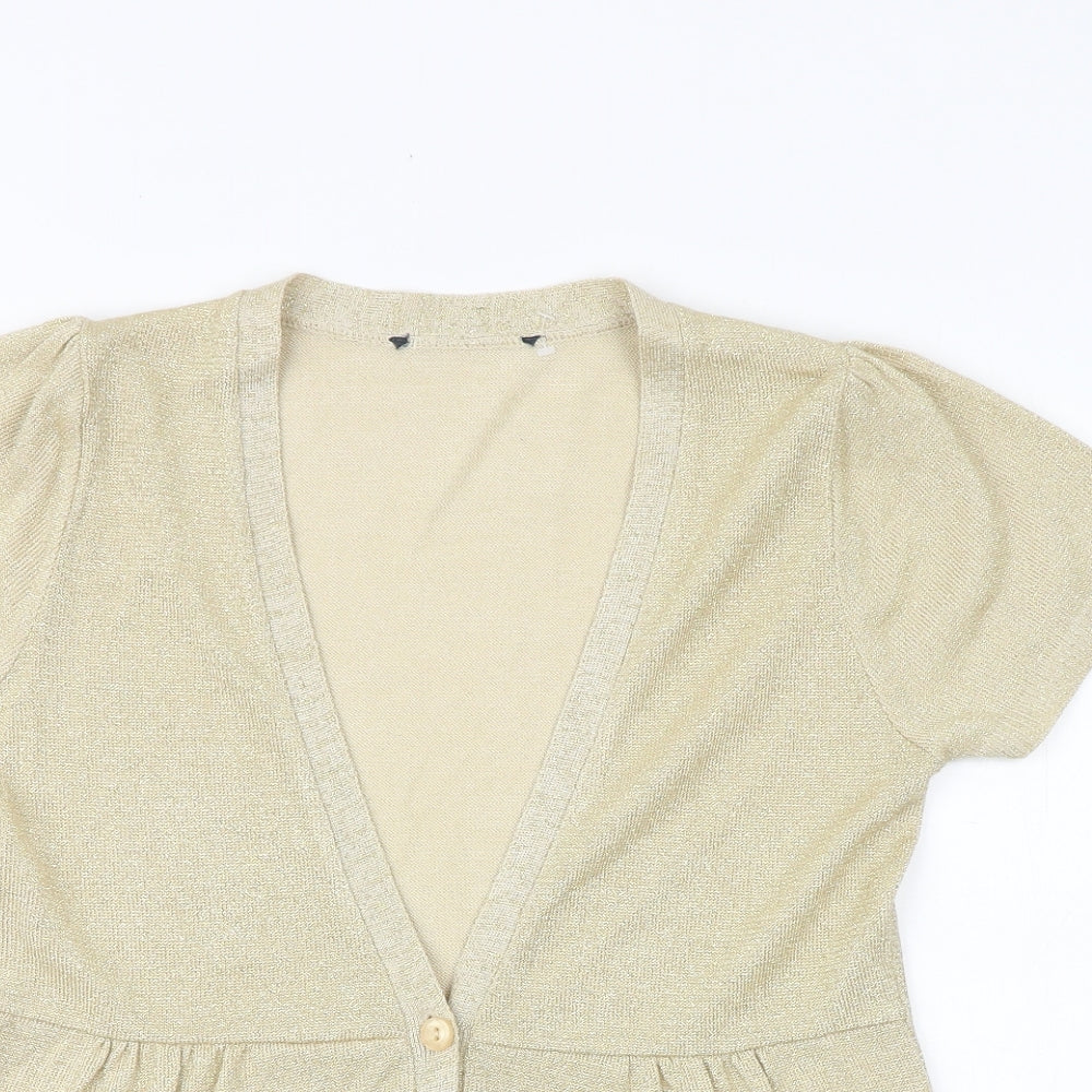 Womens UK Size 12 Preworn Gold Cardigan Jumper