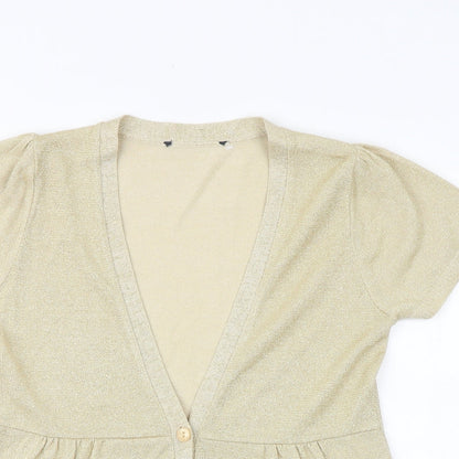 Womens UK Size 12 Preworn Gold Cardigan Jumper