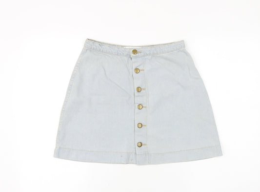 American Apparel Womens Blue Cotton Mini Skirt Size 30 in Button