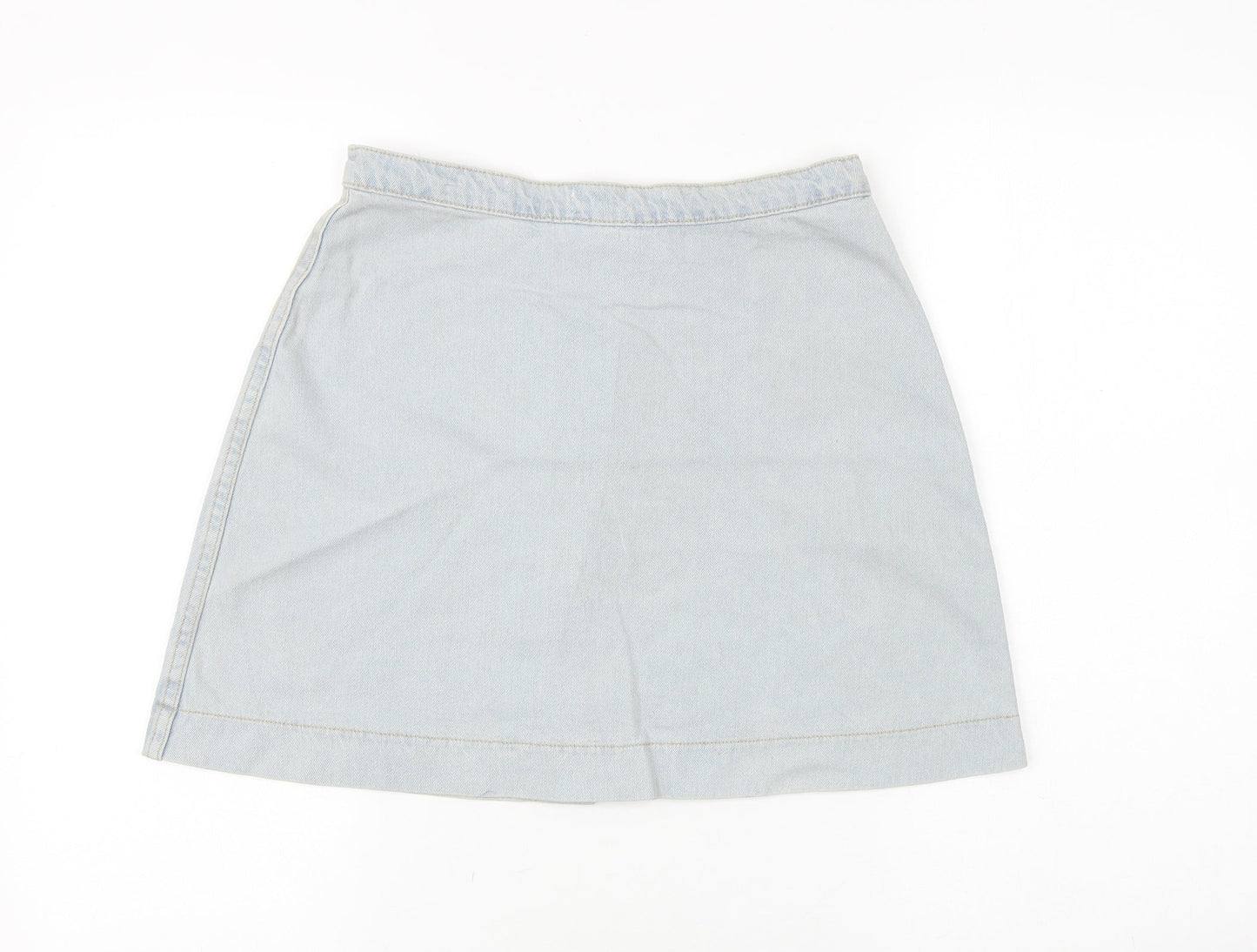 American Apparel Womens Blue Cotton Mini Skirt Size 30 in Button