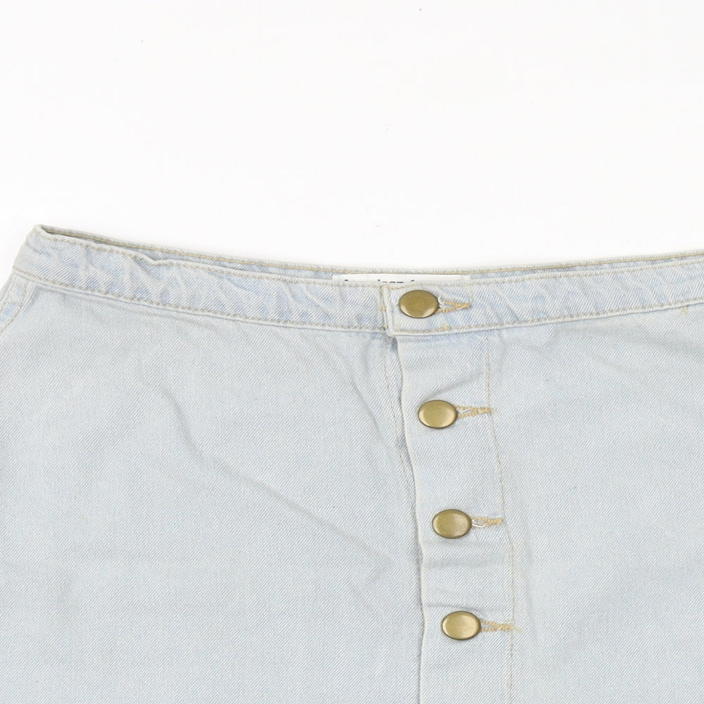 American Apparel Womens Blue Cotton Mini Skirt Size 30 in Button