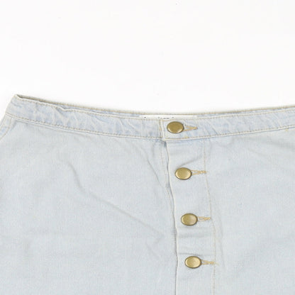 American Apparel Womens Blue Cotton Mini Skirt Size 30 in Button