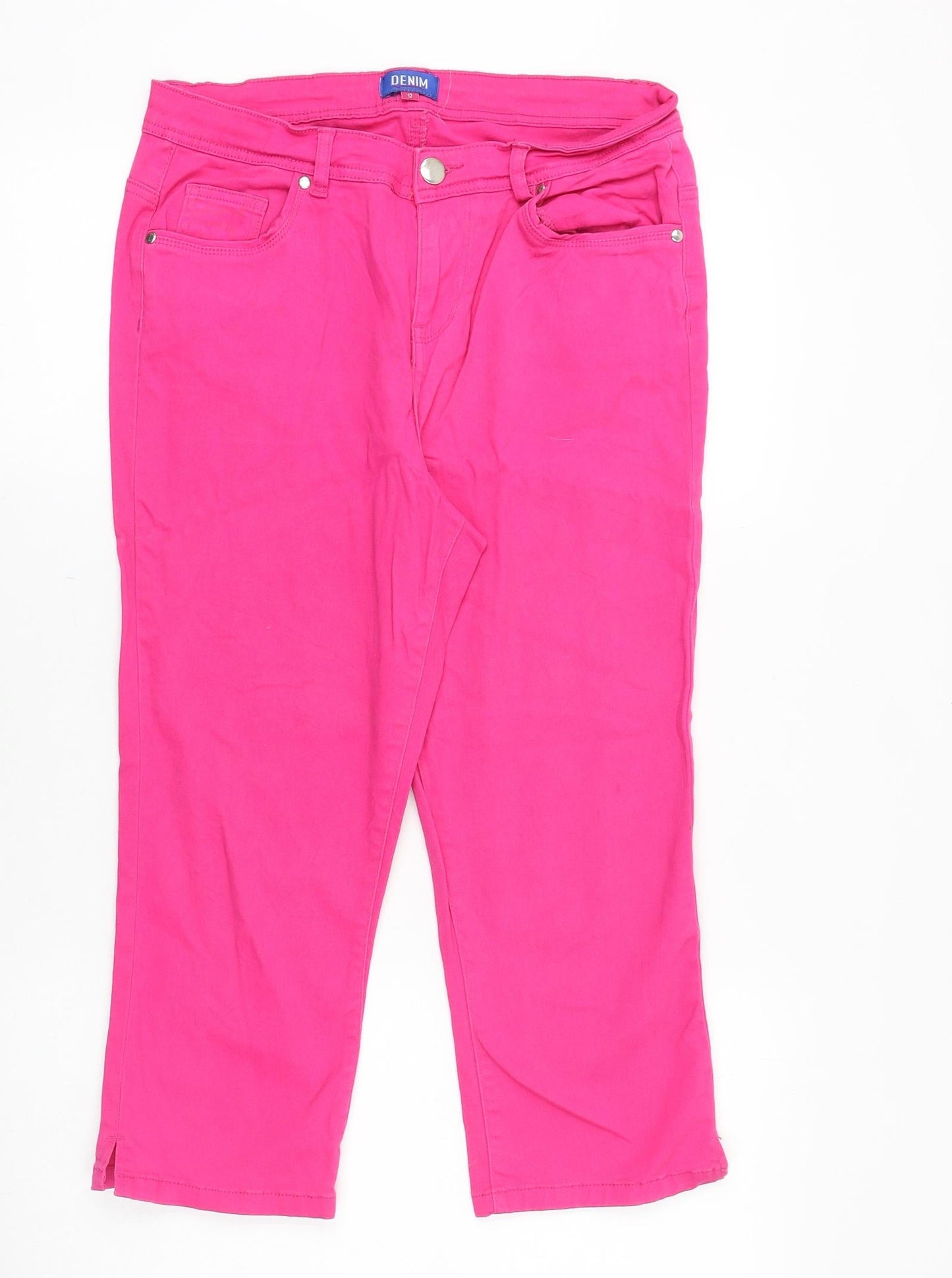 Womens UK Size 12 Denim Regular Fit Straight Pink Jeans