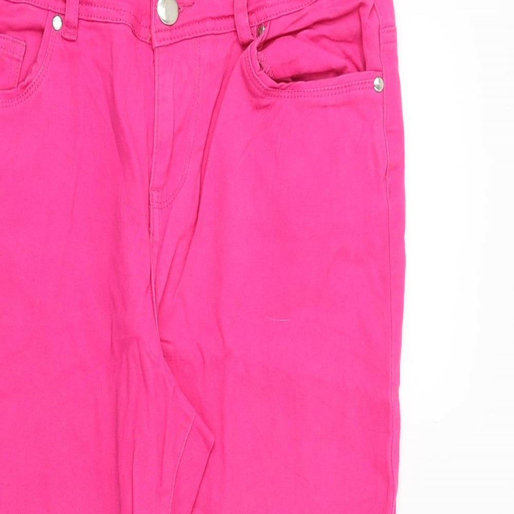 Womens UK Size 12 Denim Regular Fit Straight Pink Jeans