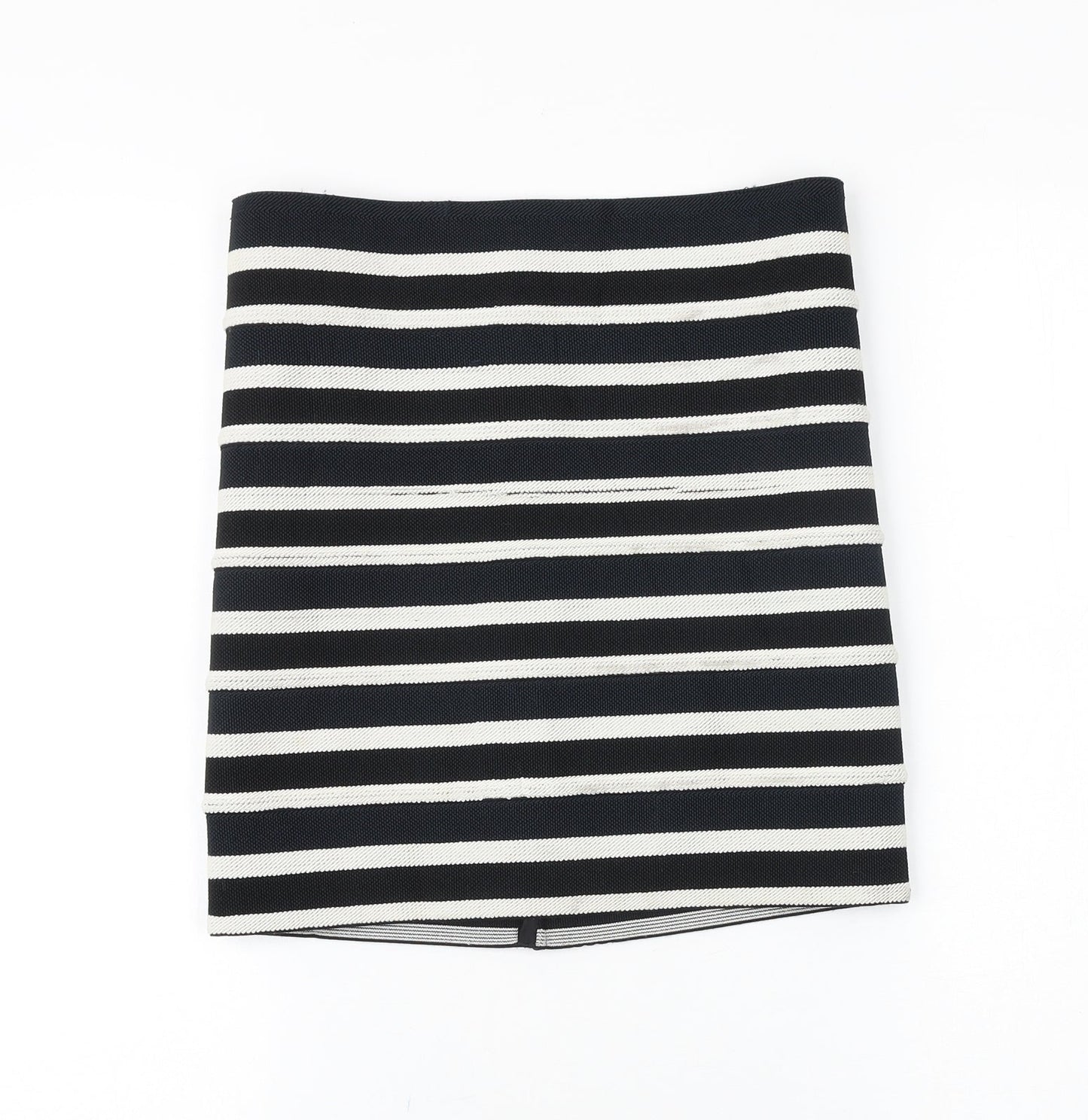 H&M Womens Black Striped Cotton Mini Skirt Size 6