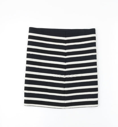 H&M Womens Black Striped Cotton Mini Skirt Size 6