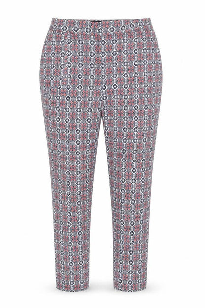 New Look Womens Multicoloured Geometric Viscose Trousers Size 10 Slim Zip