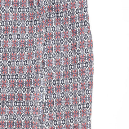 New Look Womens Multicoloured Geometric Viscose Trousers Size 10 Slim Zip