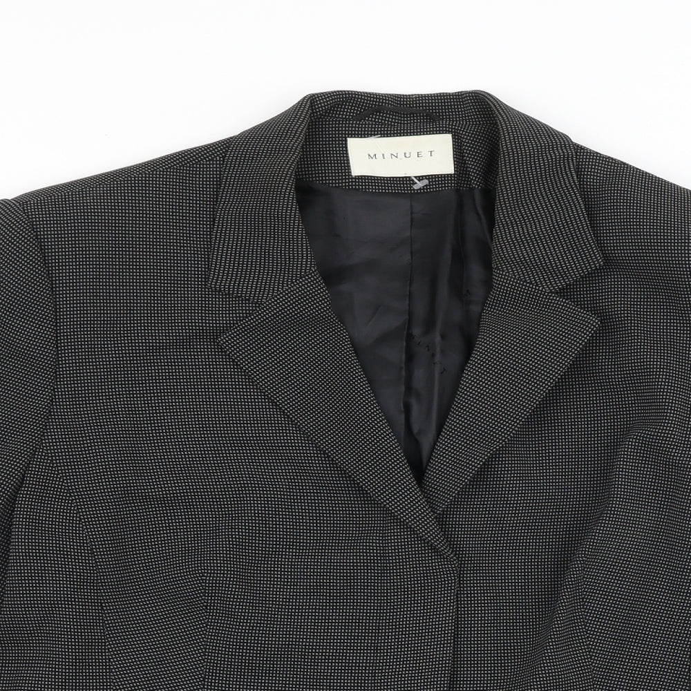 MINUET Womens Black Viscose Jacket Blazer Size 16
