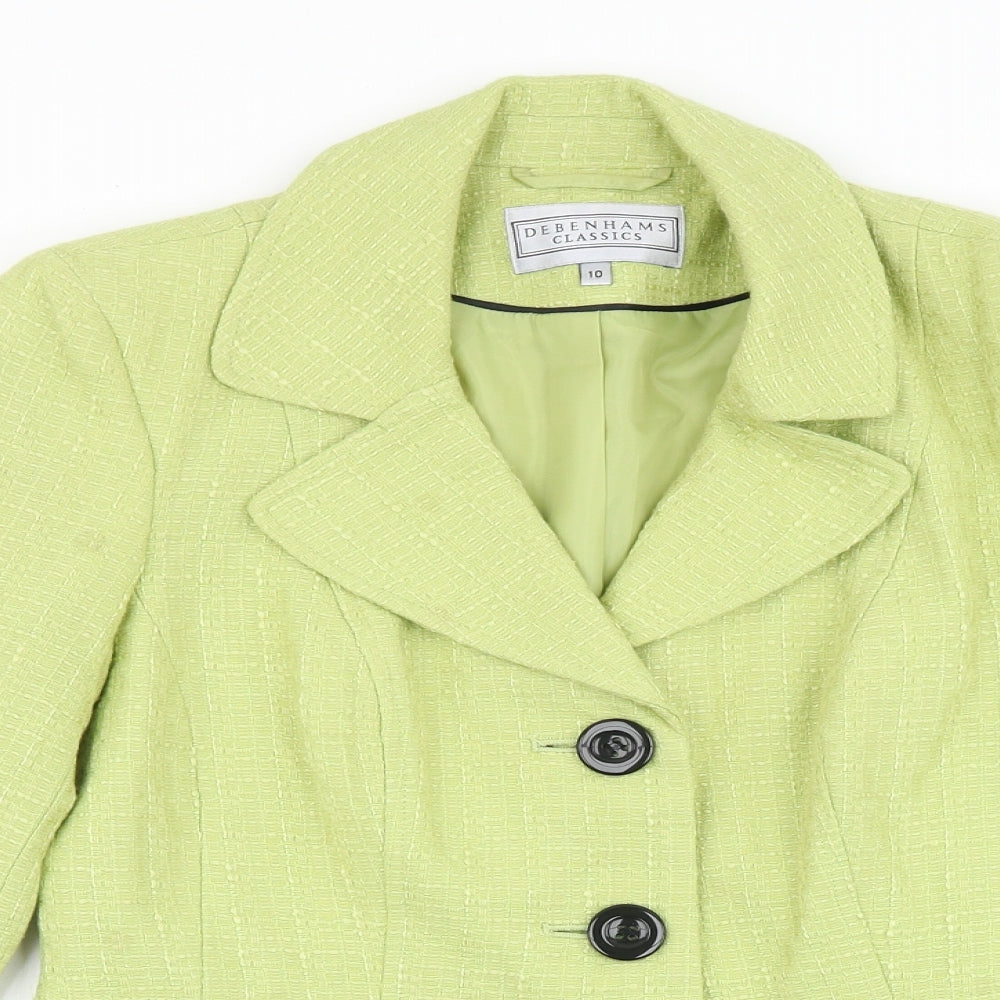 Debenhams Womens Green Polyacrylate Fibre Jacket Blazer Size 10