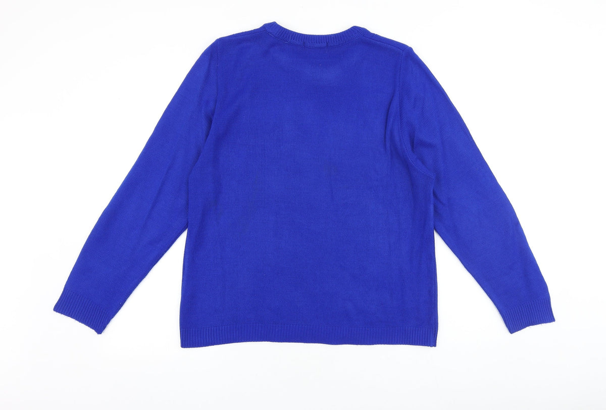 Womens UK Size M Glimpse Design Blue Pullover Jumper