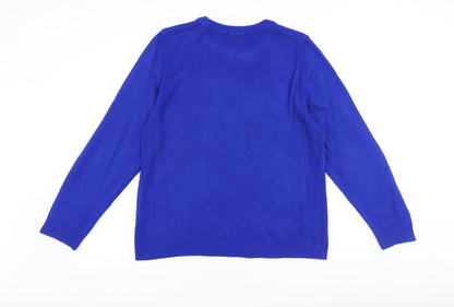 Womens UK Size M Glimpse Design Blue Pullover Jumper