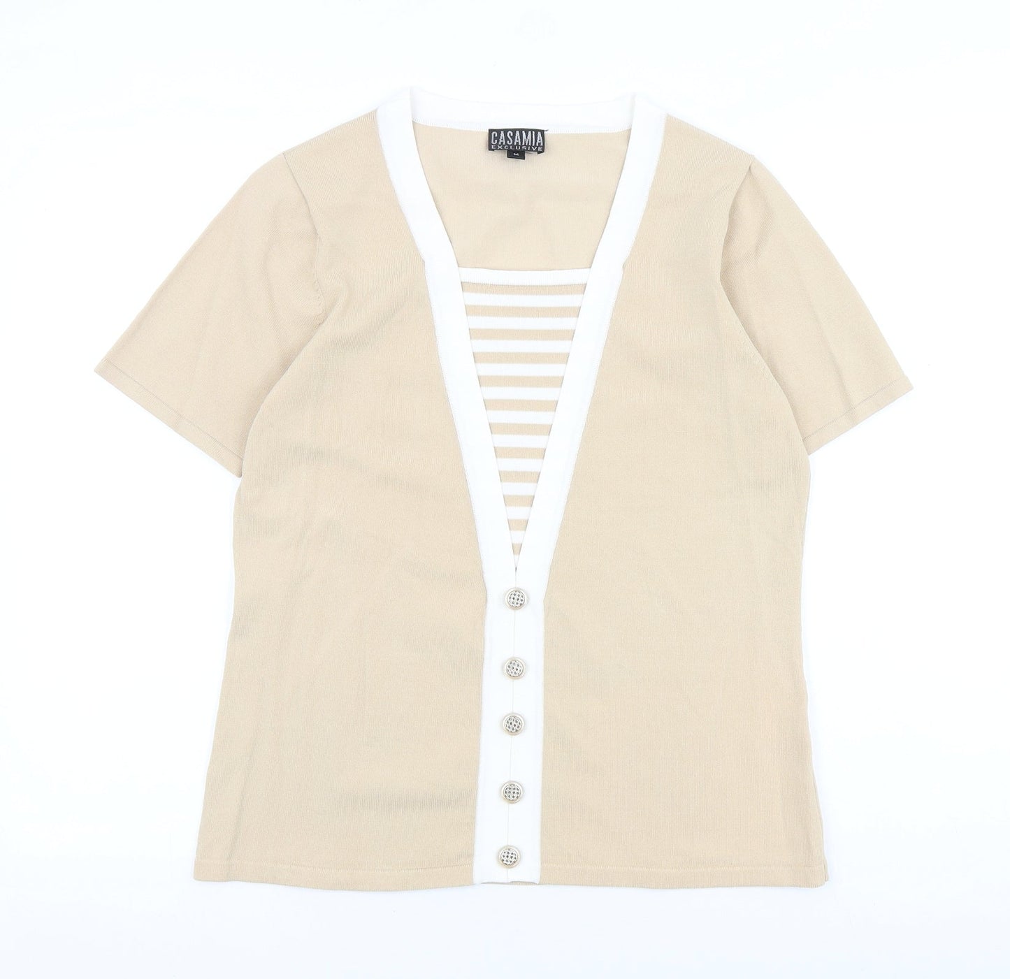 Womens UK Size M CASAMIA Beige Basic T-Shirt