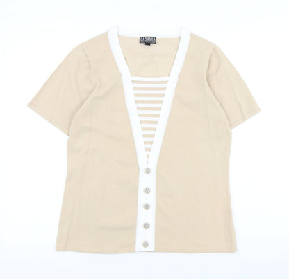 Womens UK Size M CASAMIA Beige Basic T-Shirt