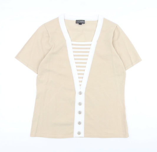 Womens UK Size M CASAMIA Beige Basic T-Shirt