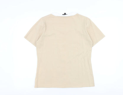 Womens UK Size M CASAMIA Beige Basic T-Shirt