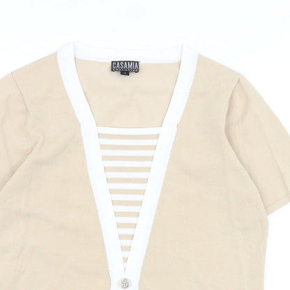Womens UK Size M CASAMIA Beige Basic T-Shirt