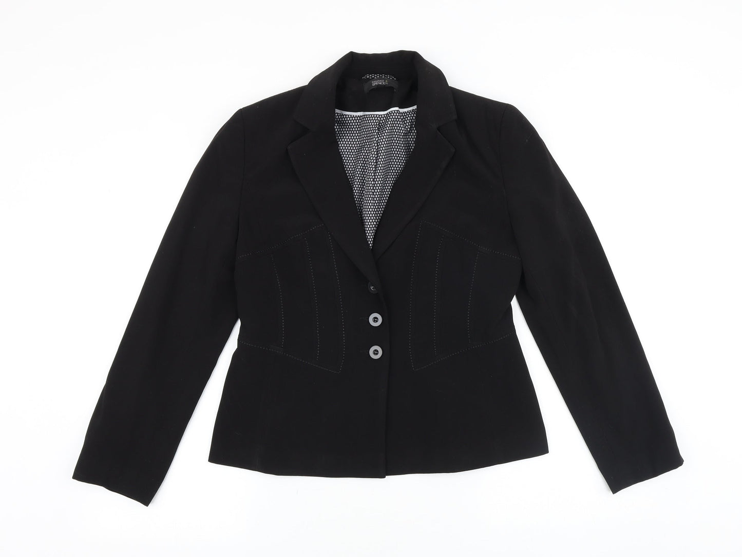 Marks and Spencer Womens Black Polyacrylate Fibre Jacket Blazer Size 10