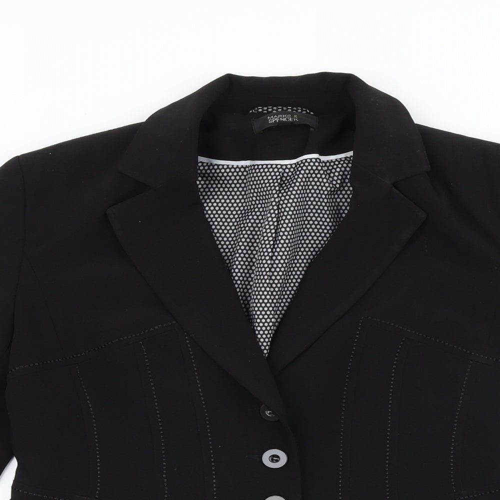 Marks and Spencer Womens Black Polyacrylate Fibre Jacket Blazer Size 10
