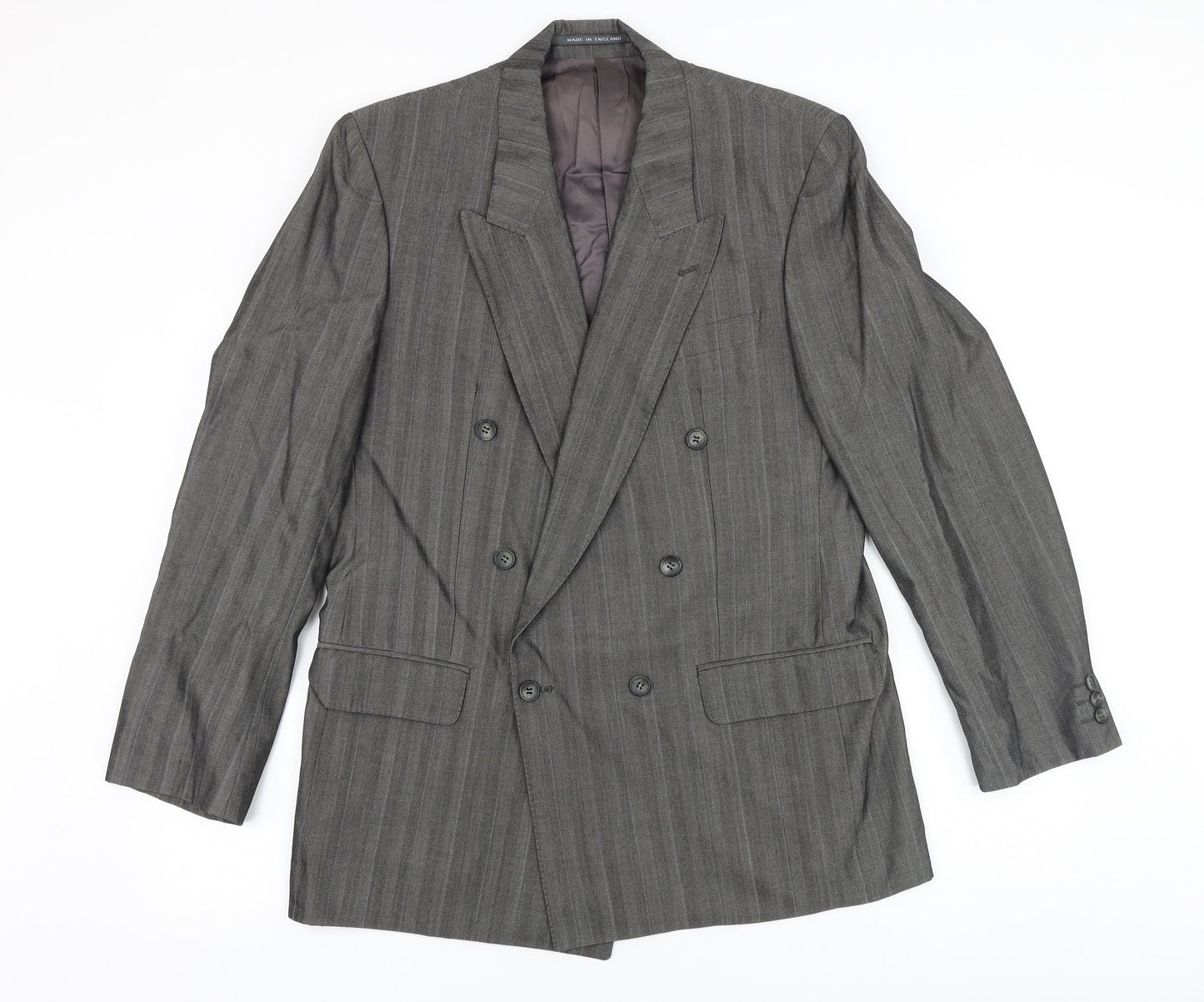Made In England Mens Grey Viscose Jacket Suit Jacket Size 40 Big & Tall