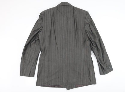 Made In England Mens Grey Viscose Jacket Suit Jacket Size 40 Big & Tall