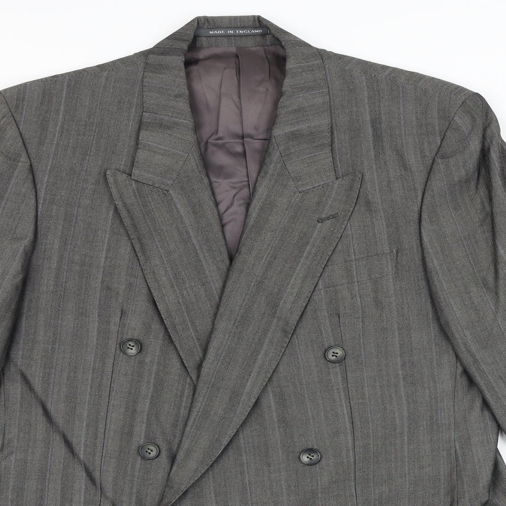 Made In England Mens Grey Viscose Jacket Suit Jacket Size 40 Big & Tall