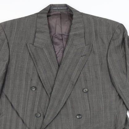 Made In England Mens Grey Viscose Jacket Suit Jacket Size 40 Big & Tall