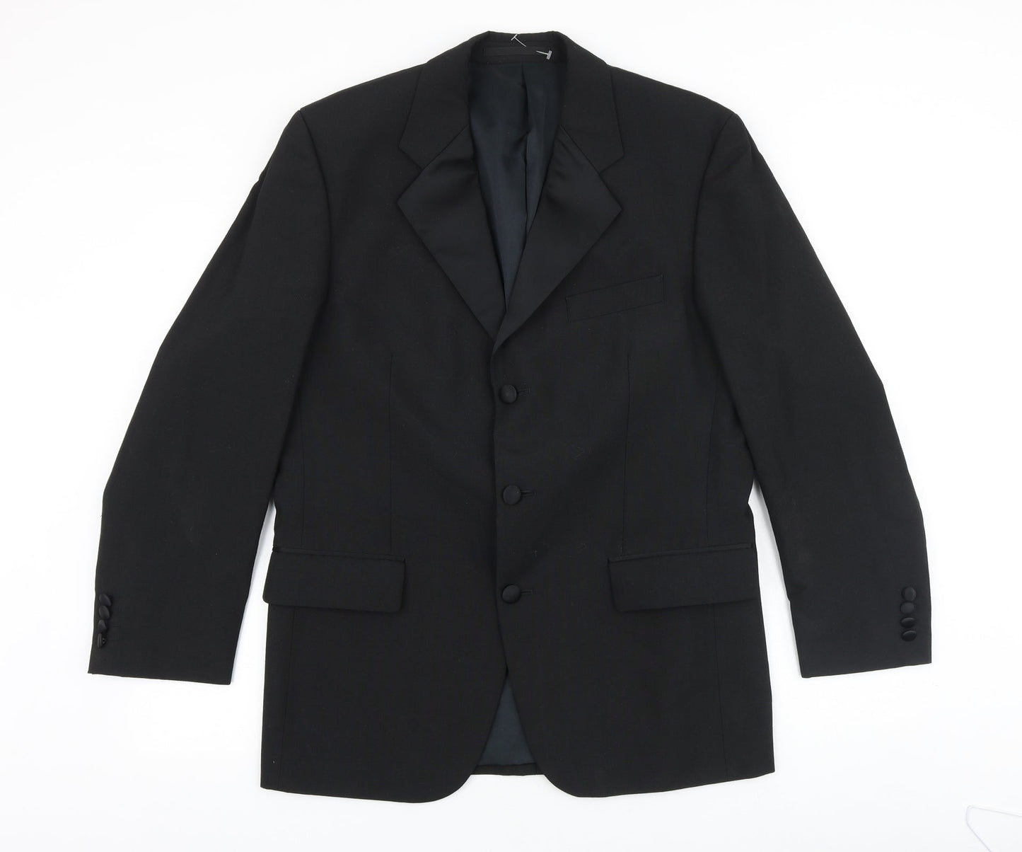 youngs Mens Black Cotton Tuxedo Suit Jacket Size 38 Regular