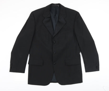 youngs Mens Black Cotton Tuxedo Suit Jacket Size 38 Regular