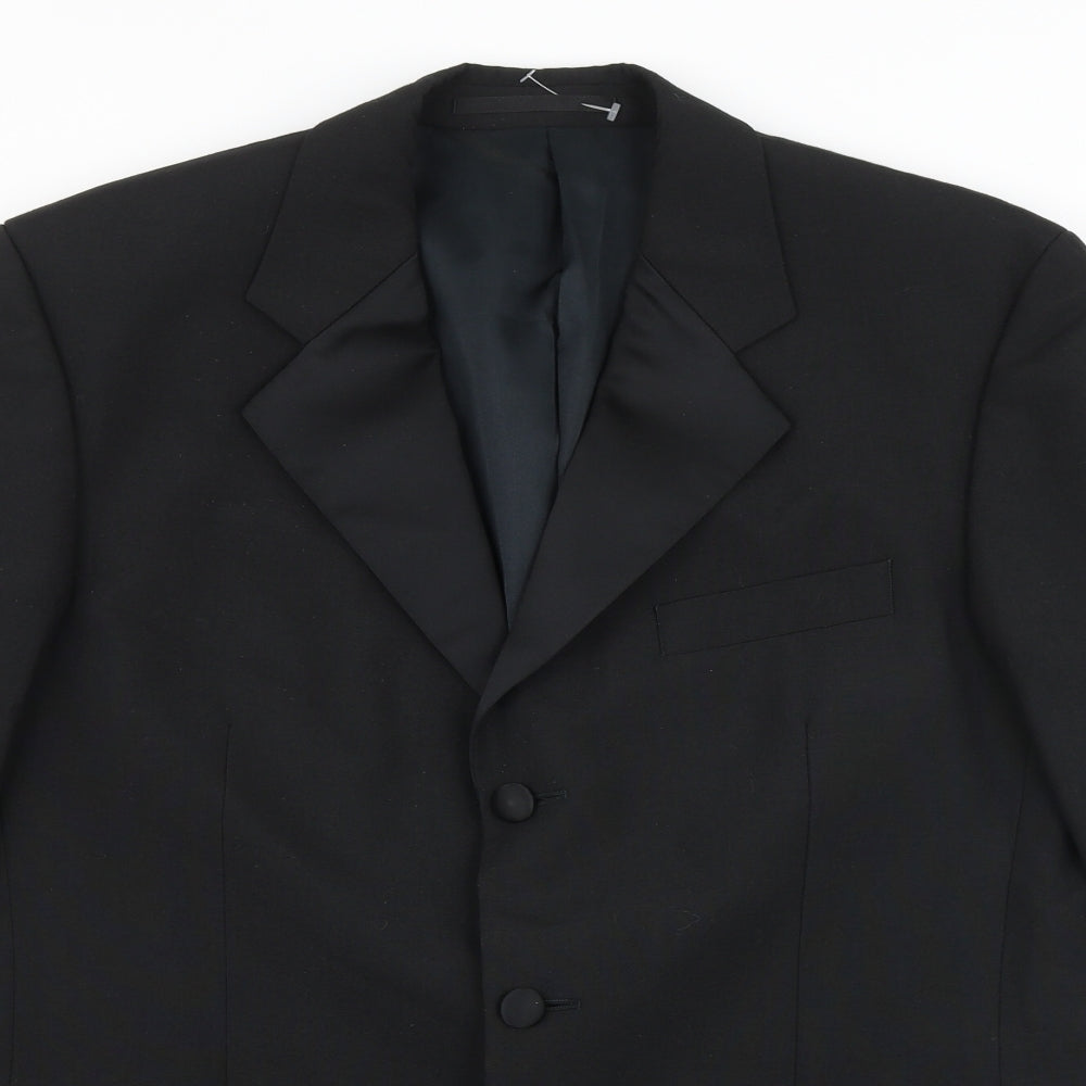 youngs Mens Black Cotton Tuxedo Suit Jacket Size 38 Regular