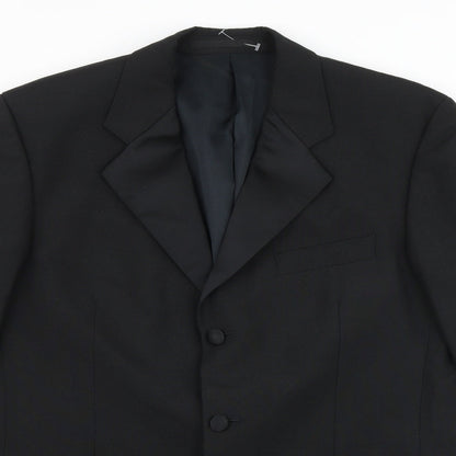 youngs Mens Black Cotton Tuxedo Suit Jacket Size 38 Regular