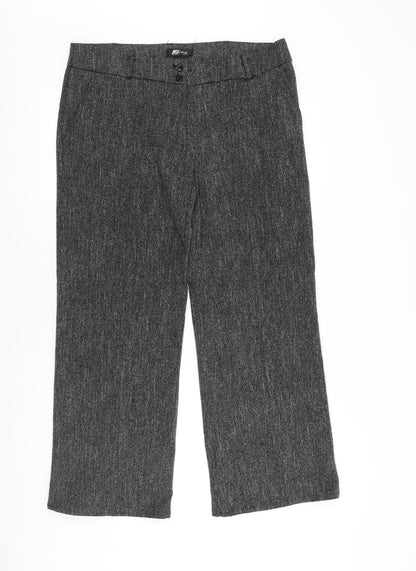 Lina Paris Womens Grey Geometric Viscose Trousers Size 36 in Regular Zip