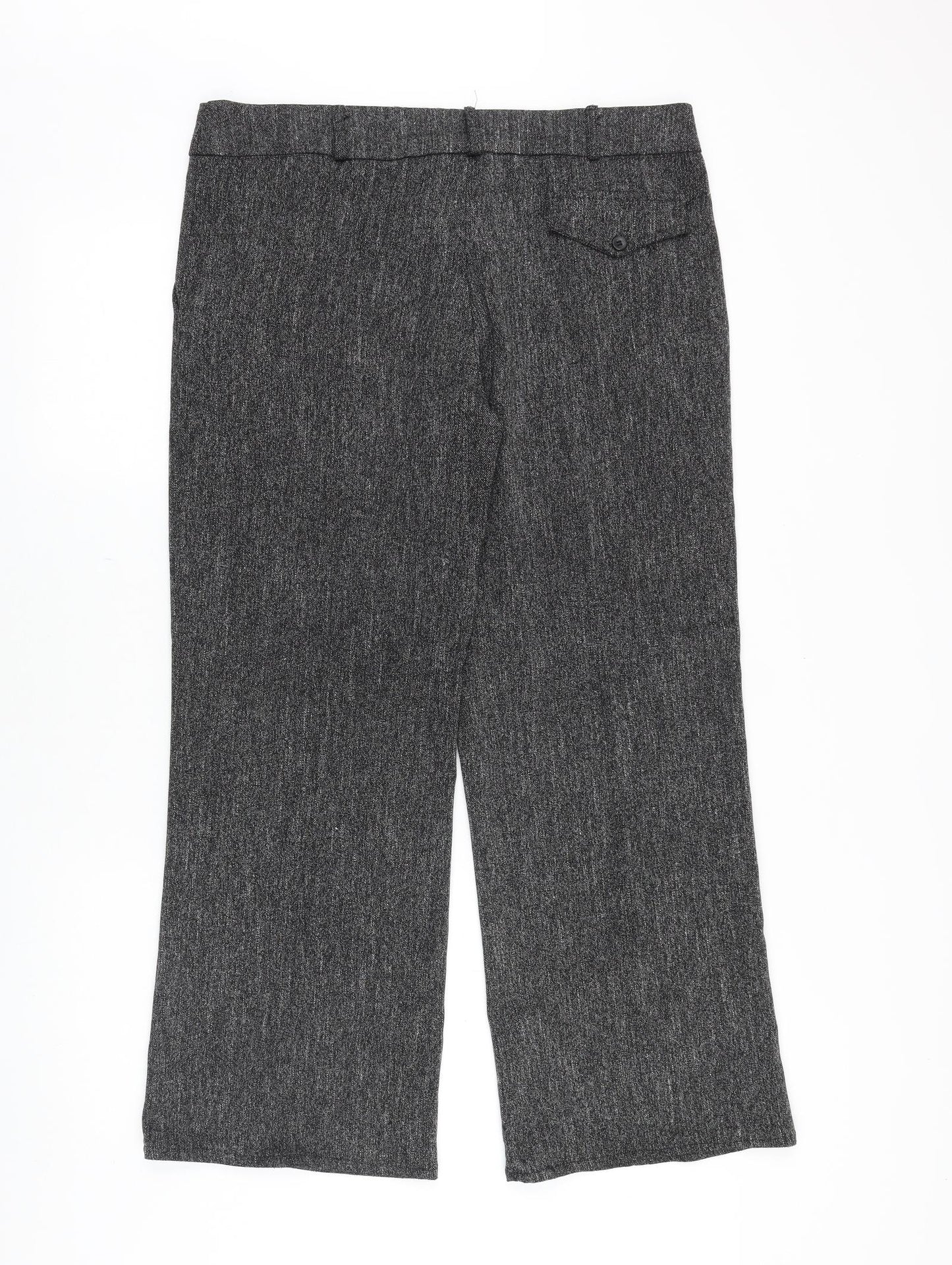 Lina Paris Womens Grey Geometric Viscose Trousers Size 36 in Regular Zip