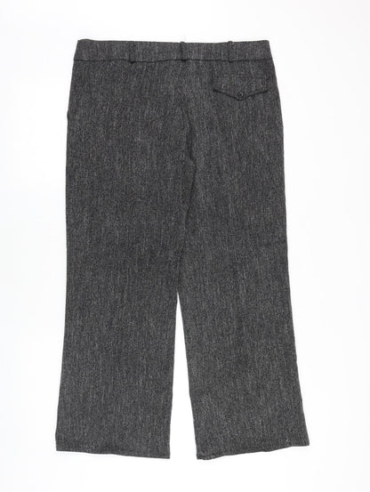 Lina Paris Womens Grey Geometric Viscose Trousers Size 36 in Regular Zip