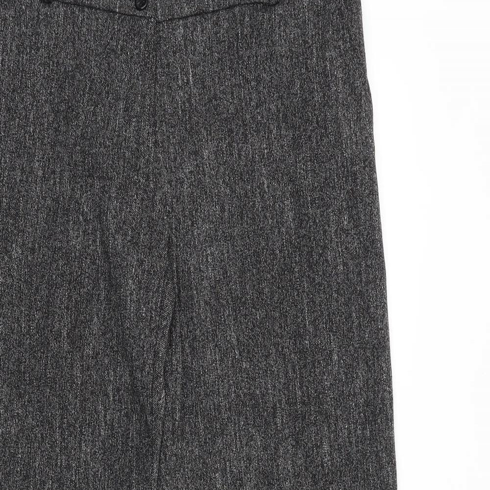 Lina Paris Womens Grey Geometric Viscose Trousers Size 36 in Regular Zip