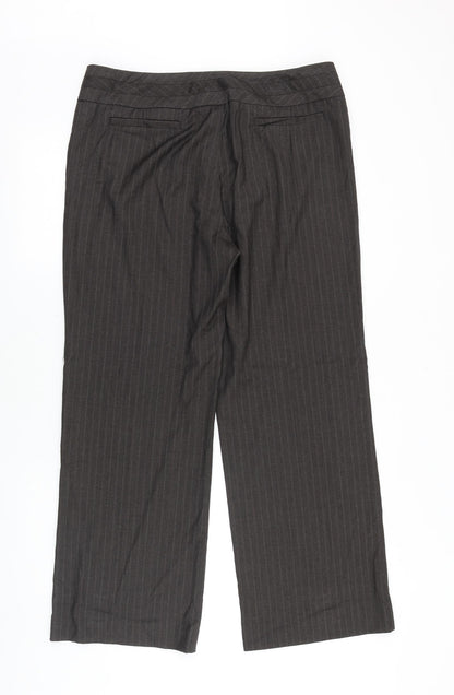 George Womens Brown Striped Cotton Trousers Size 14 Regular Zip