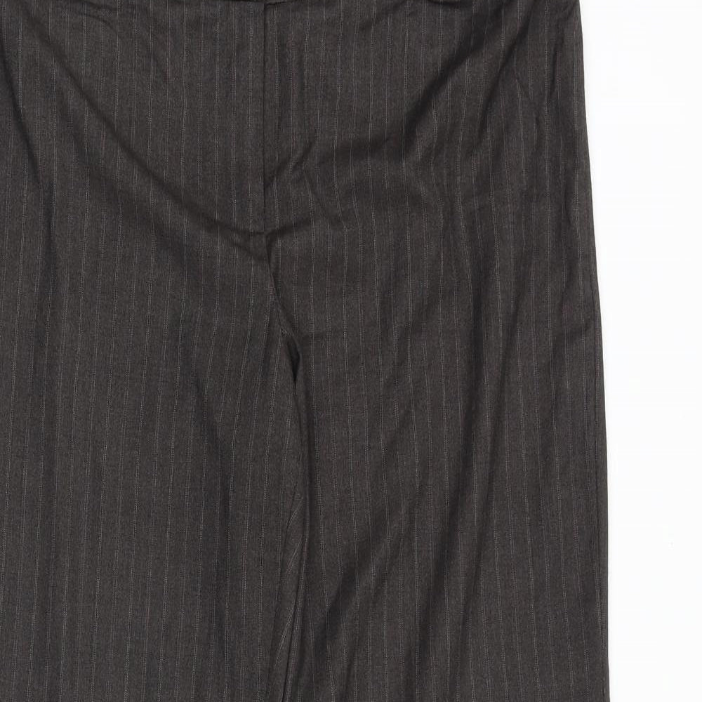 George Womens Brown Striped Cotton Trousers Size 14 Regular Zip