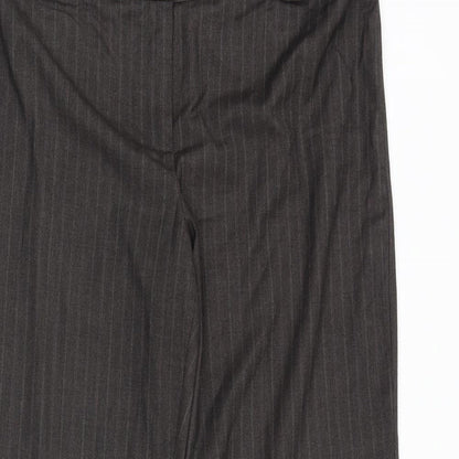 George Womens Brown Striped Cotton Trousers Size 14 Regular Zip