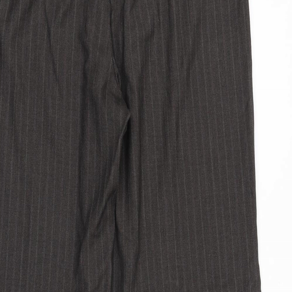 George Womens Brown Striped Cotton Trousers Size 14 Regular Zip