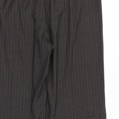 George Womens Brown Striped Cotton Trousers Size 14 Regular Zip