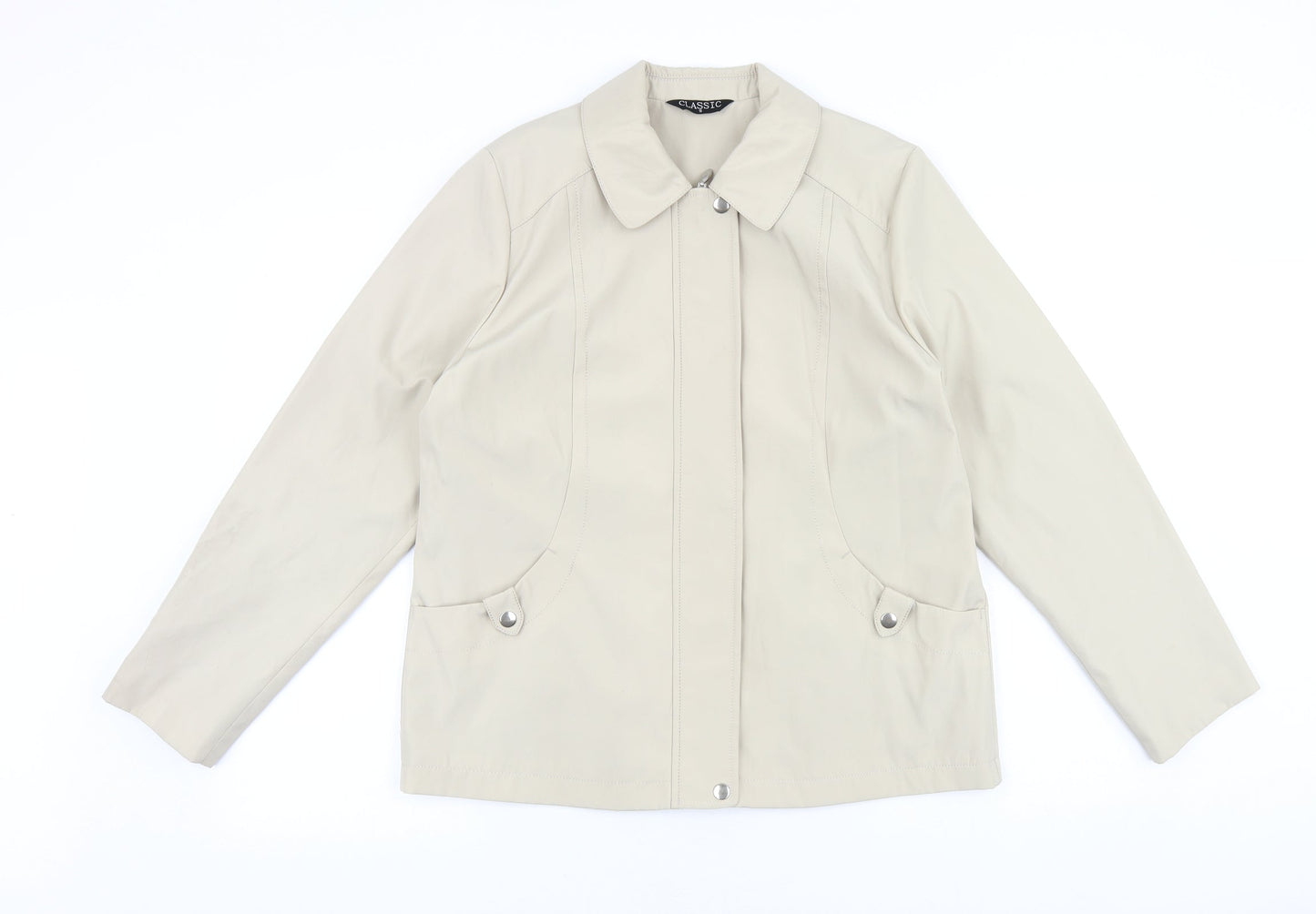 Classic Womens Beige Jacket Size S Zip
