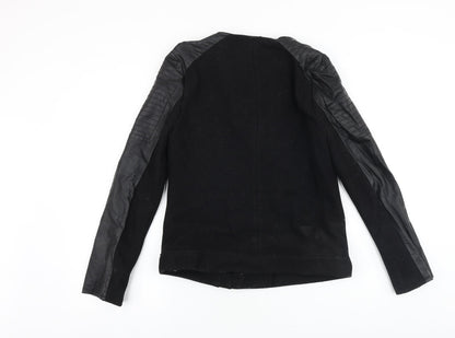 Marks and Spencer Womens Black Biker Jacket Size 8 Zip